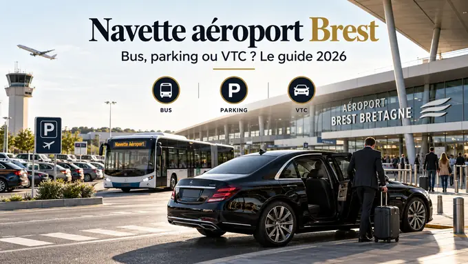 Navette aéroport Brest : bus, parking ou VTC, le guide 2026